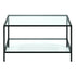 32" Black Glass And Steel Square Coffee Table With Shelf