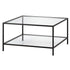 32" Black Glass And Steel Square Coffee Table With Shelf