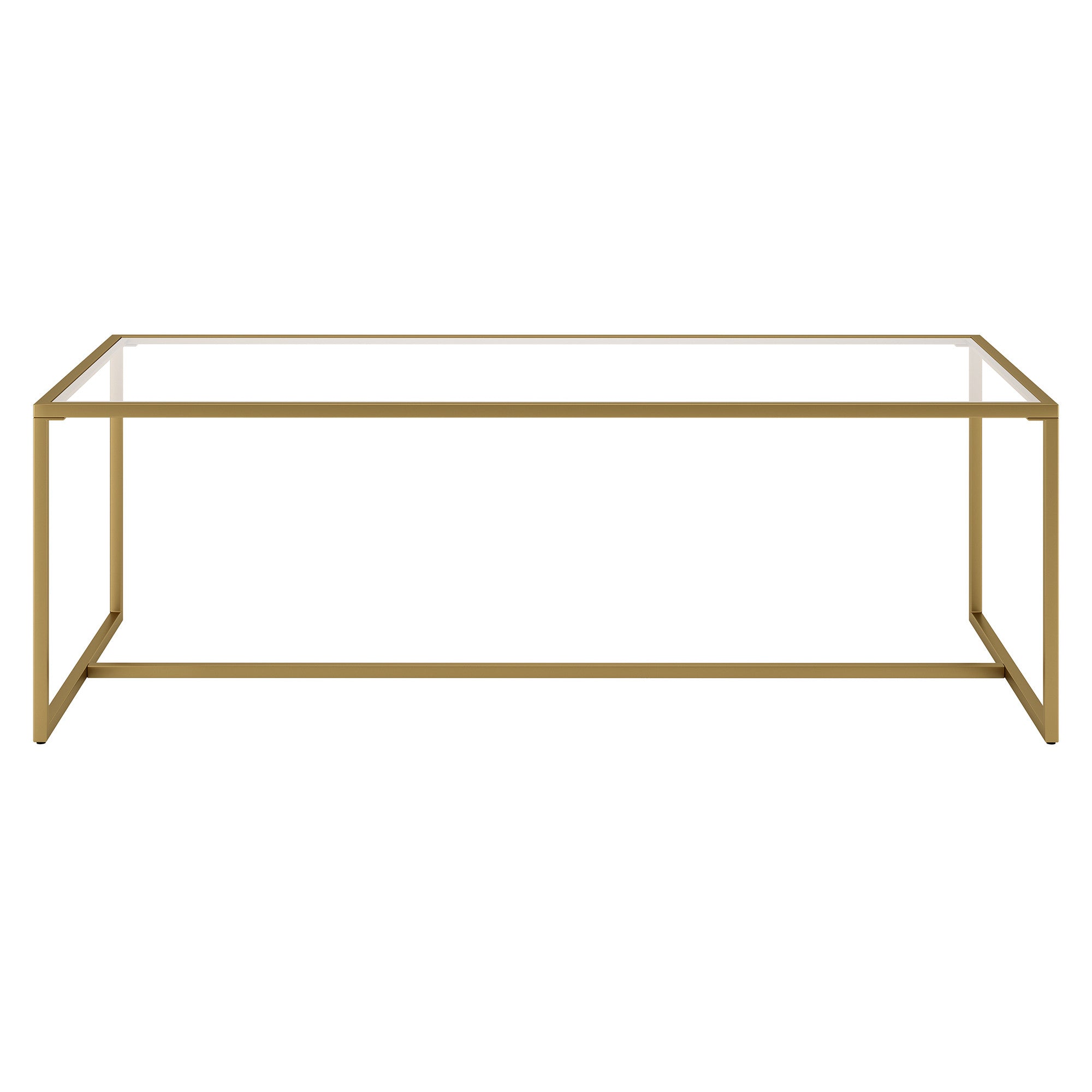 47" Gold Glass And Steel Coffee Table