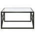 32" Black Glass And Steel Square Coffee Table