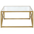 32" Gold Glass And Steel Square Coffee Table