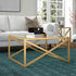 32" Gold Glass And Steel Square Coffee Table