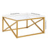 32" Gold Glass And Steel Square Coffee Table