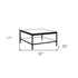 32" Clear And Black Glass And Steel Square Coffee Table With Shelf