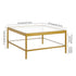 32" Clear And Gold Glass And Steel Square Coffee Table With Shelf