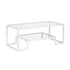 45" White Glass And Steel Coffee Table With Shelf