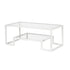 45" White Glass And Steel Coffee Table With Shelf