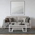 45" White Glass And Steel Coffee Table With Shelf