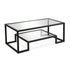 45" Black Glass And Steel Coffee Table With Shelf