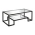 45" Black Glass And Steel Coffee Table With Shelf