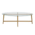 50" Gold Glass And Steel Oval Coffee Table