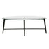 50" Clear And Black Glass And Steel Oval Coffee Table