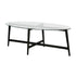 50" Clear And Black Glass And Steel Oval Coffee Table