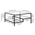 32" Black Glass And Steel Square Coffee Table With Two Shelves