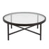 36" Black Glass And Steel Round Coffee Table