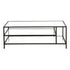 46" Black Glass And Steel Coffee Table With Two Shelves