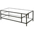 46" Black Glass And Steel Coffee Table With Two Shelves