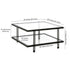 32" Black Glass And Steel Square Coffee Table With Shelf