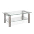 40" Silver Glass And Steel Coffee Table With Shelf