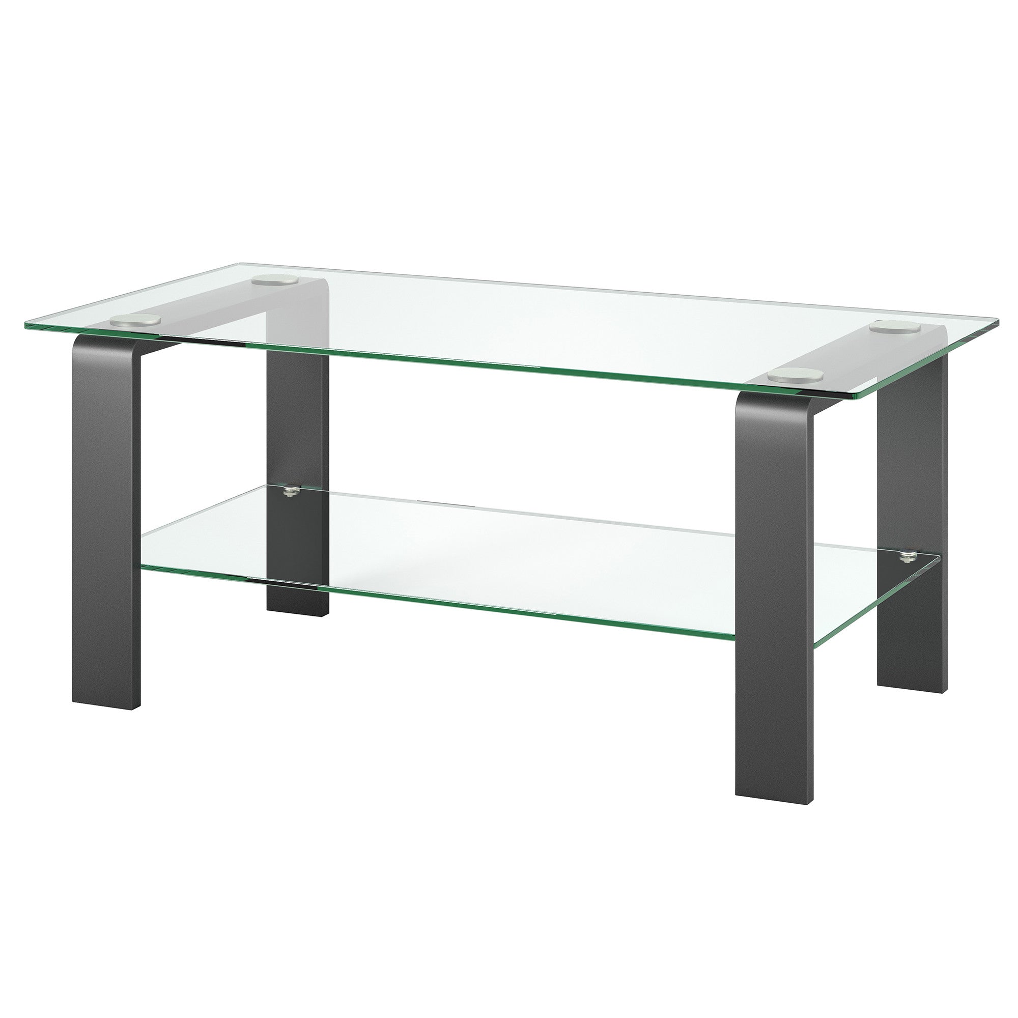 40" Gray Glass And Steel Coffee Table With Shelf