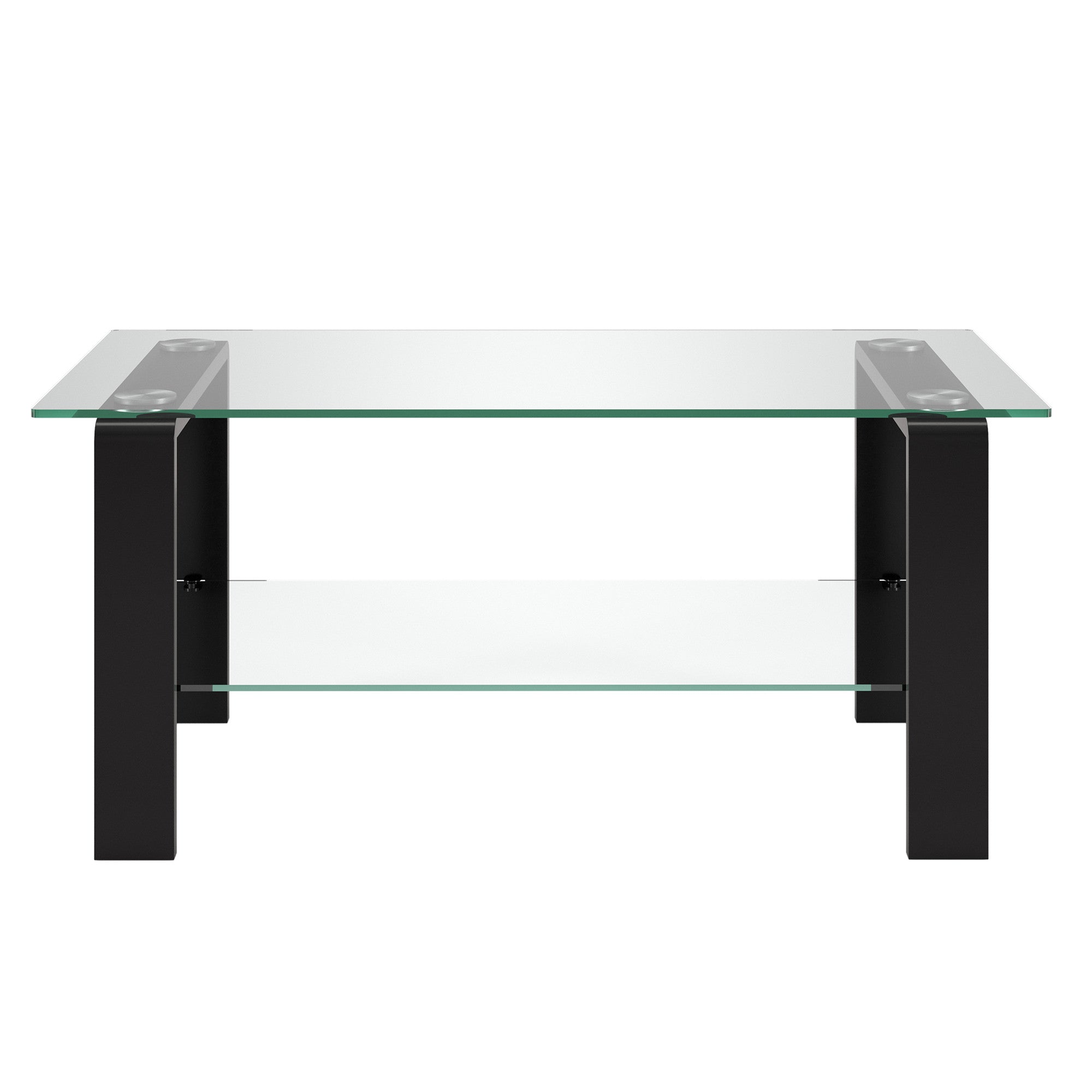 40" Black Glass And Steel Coffee Table With Shelf