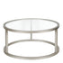 35" Silver Glass And Steel Round Coffee Table