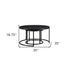 Set of Two 35" Black Steel Round Nested Coffee Tables