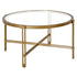 32" Gold Glass And Steel Round Coffee Table