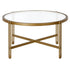 32" Gold Glass And Steel Round Coffee Table