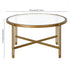 32" Gold Glass And Steel Round Coffee Table