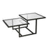 43" Black Glass And Steel Square Coffee Table With Two Shelves
