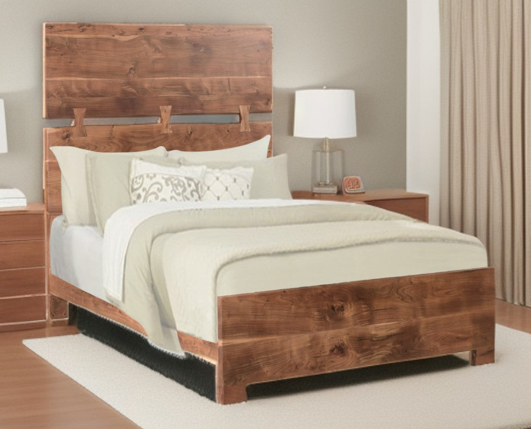 Live Edge Solid Wood Queen Brown Bed