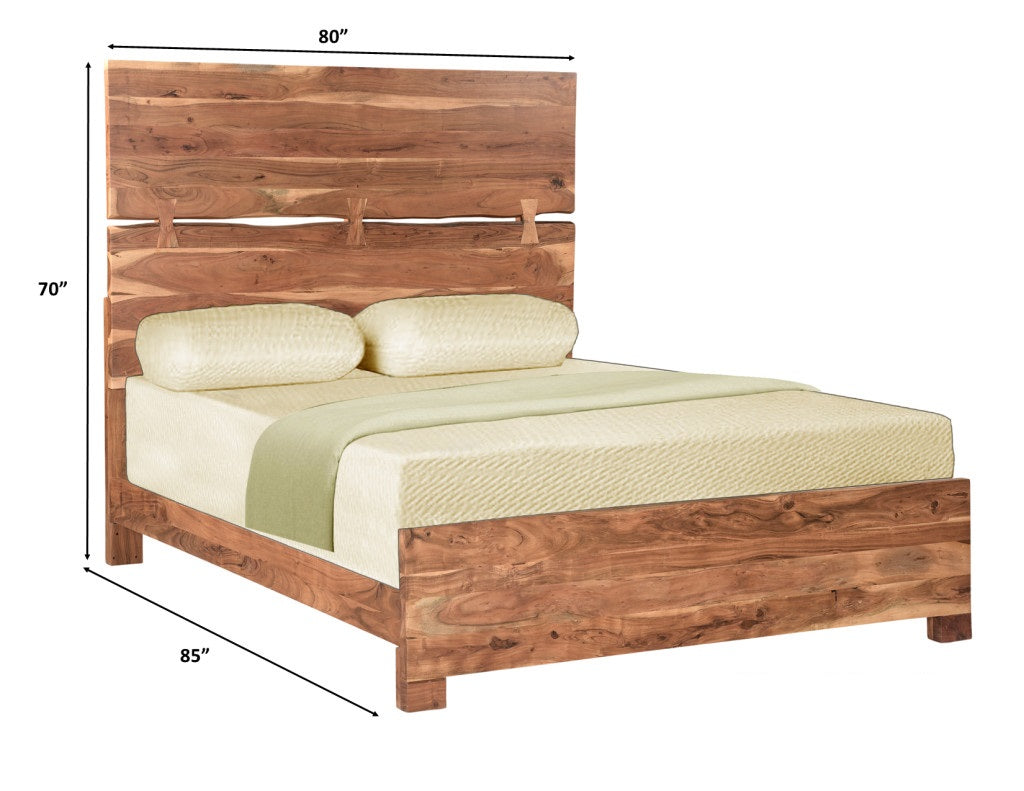 Live Edge Solid Wood King Brown Bed