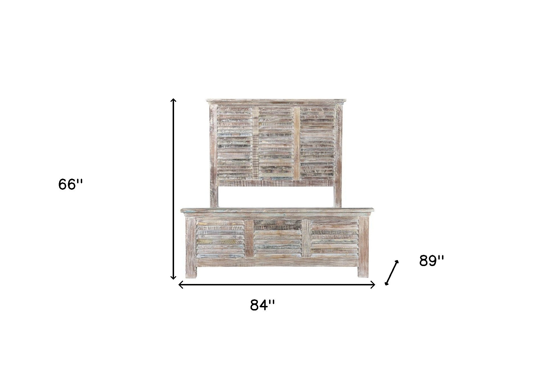 Shutter Solid Wood King Gray Bed