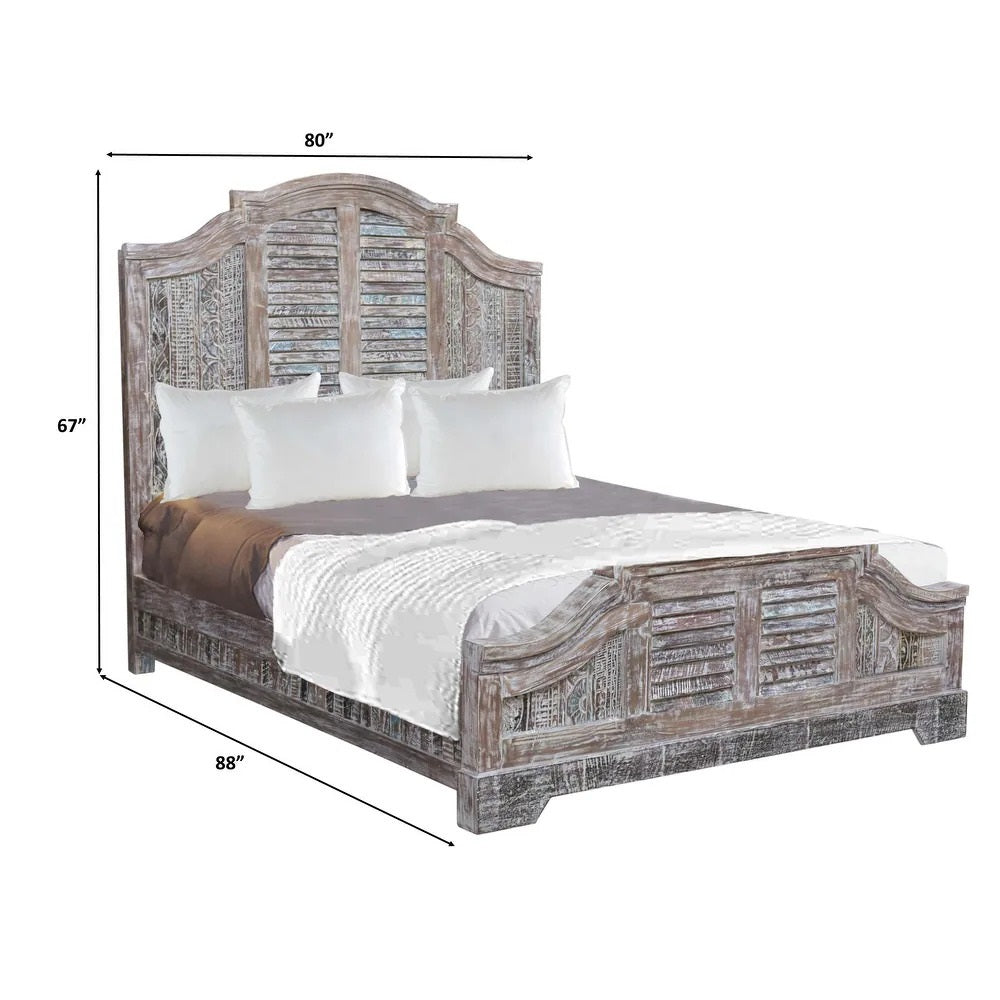 Shutter Scallop Solid Wood King White Bed