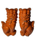 Set of Two Orange Ceramic Dog Sculptures