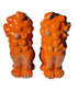 Set of Two Orange Ceramic Dog Sculptures