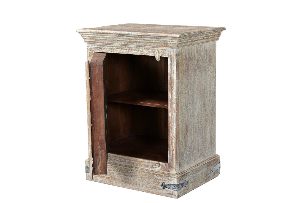 36" Distressed White Solid Wood Nightstand