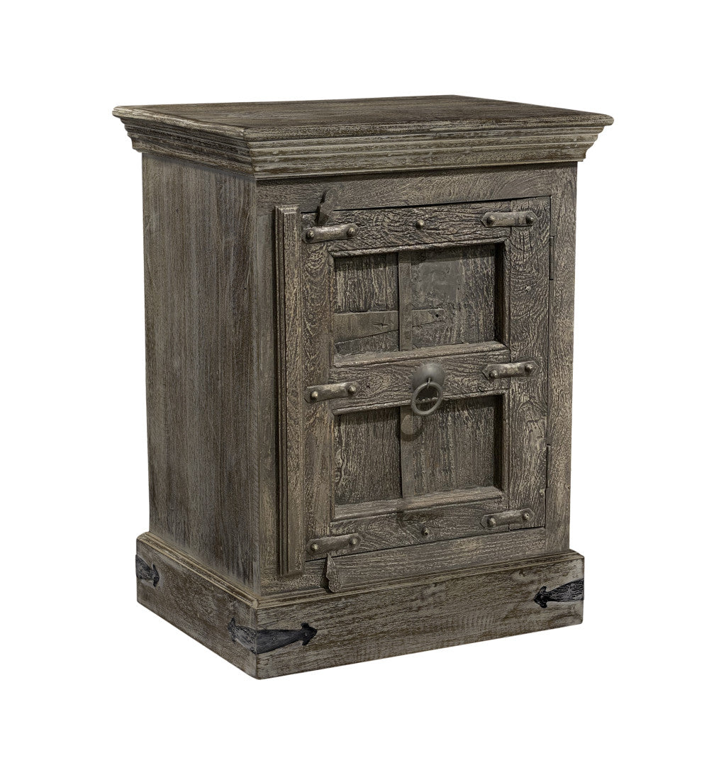 36" Distressed Brown Solid Wood Nightstand