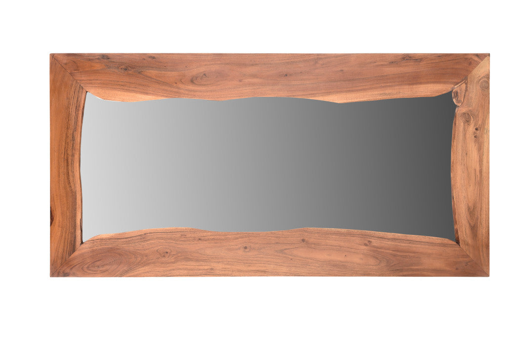 24" Brown Solid Wood Framed Accent Mirror