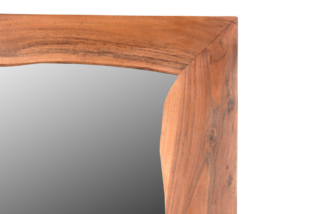 24" Brown Solid Wood Framed Accent Mirror