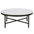 36" White And Black Faux Marble And Steel Round Coffee Table