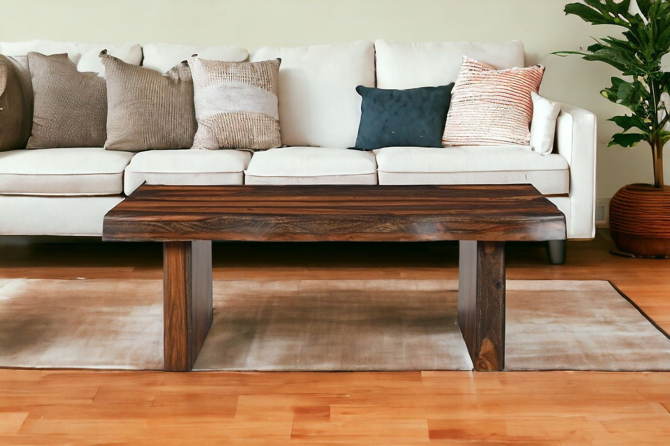 51" Dark Brown Solid Wood Coffee Table