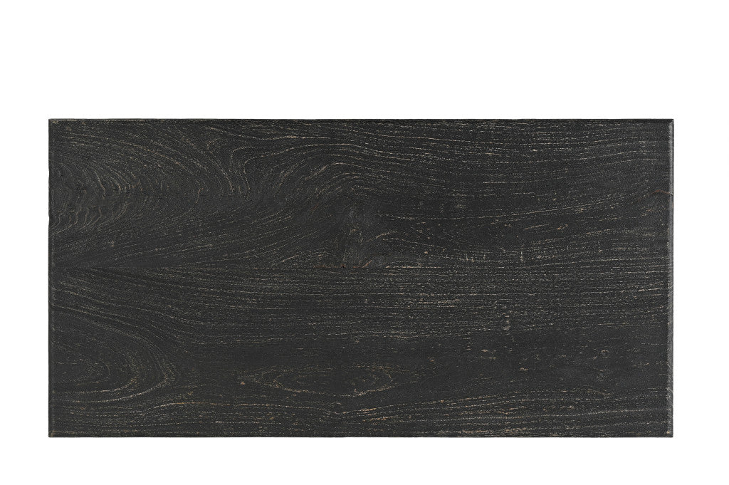 51" Black Solid Wood Distressed Coffee Table