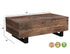 52" Dark Brown And Black Solid Wood And Metal Distressed Coffee Table