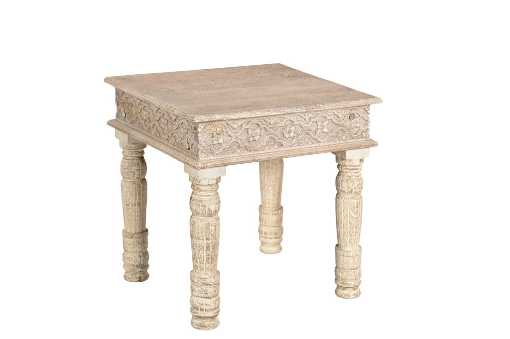 24" White Solid Wood Square End Table