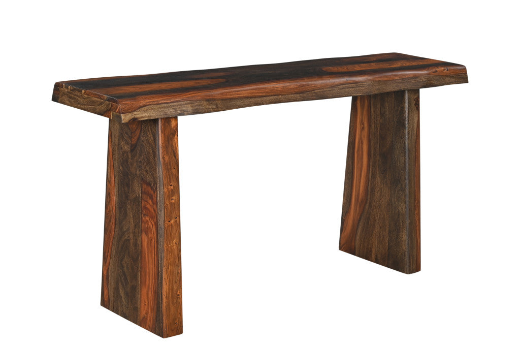 60" Dark Brown Solid Wood Frame Console Table