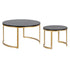 Set of Two 36" Black And Gold Steel Round Nested Coffee Tables