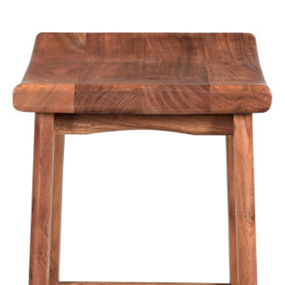 " Brown Solid Wood Backless Bar Chair