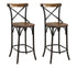 30" Brown And Black Metal Counter Height Bar Chair